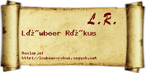 Löwbeer Rókus névjegykártya
